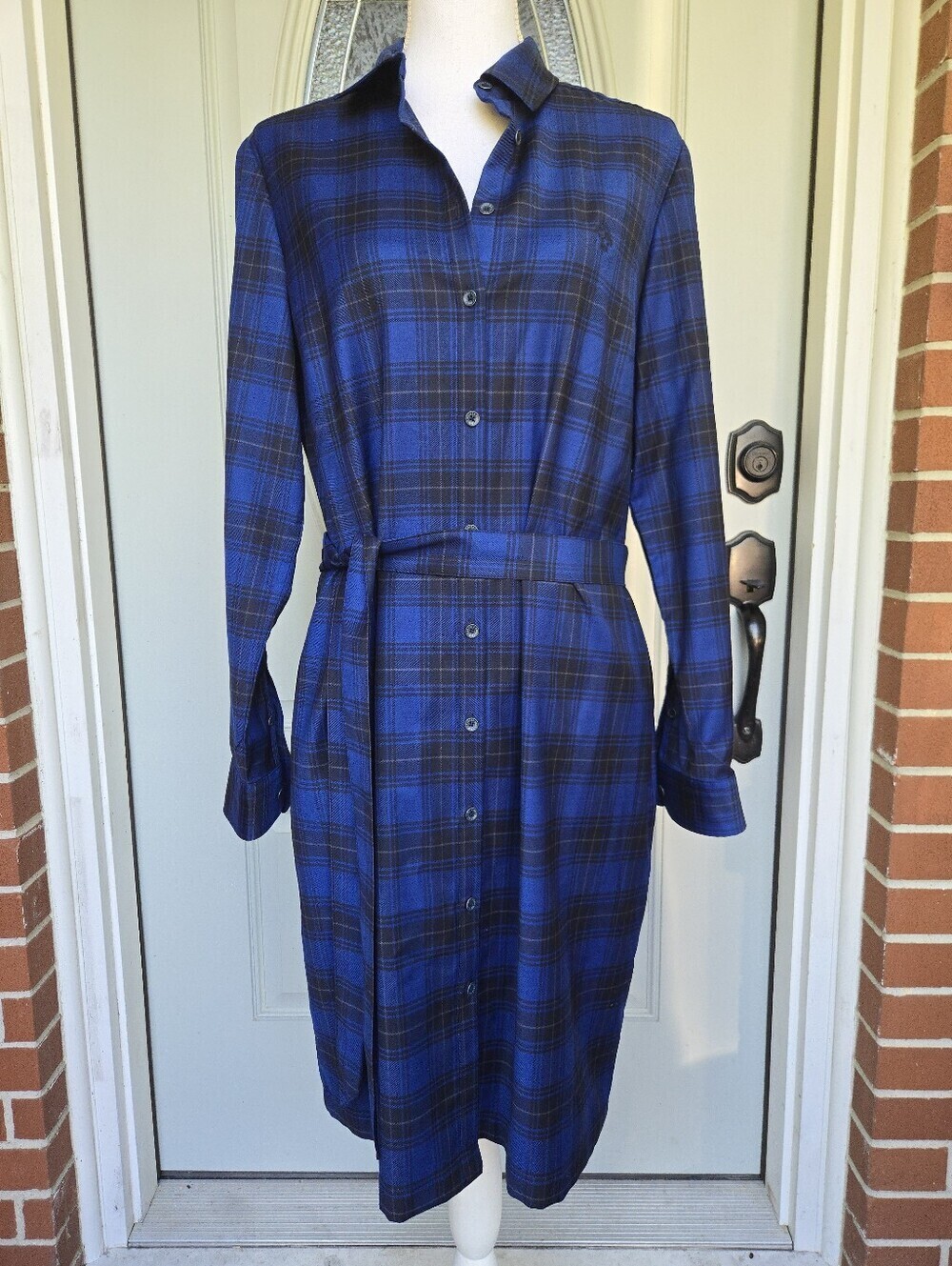 Brooks Brothers Red Fleece Plaid Belted Dress Wool